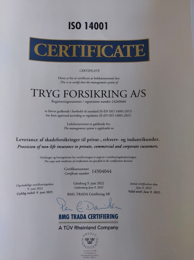 Certificate ISO14001